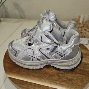 SHEIN Kids Silver Purple and White Sneakers
